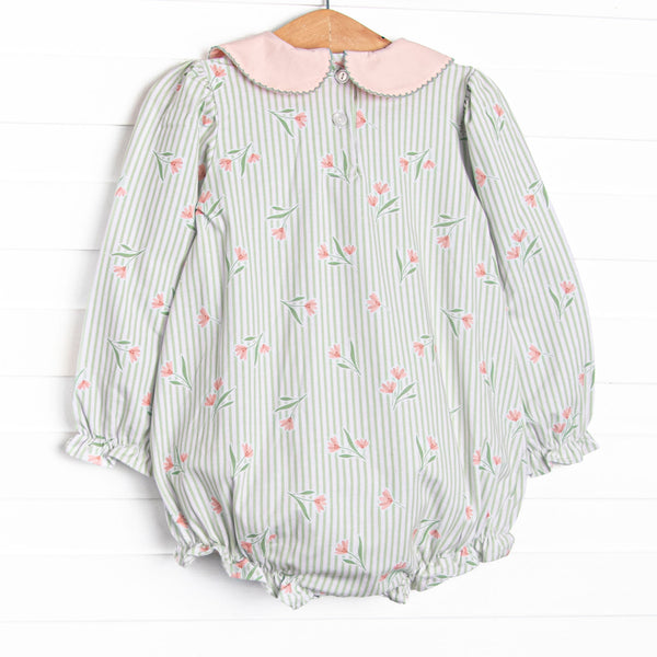 Pinstripe Picks Collared Pocket Bubble, Green