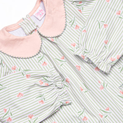 Pinstripe Picks Collared Pocket Dress, Green