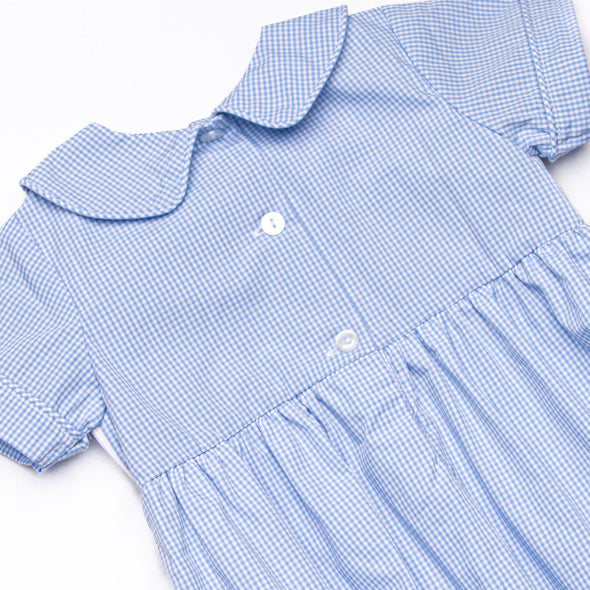 Spooky Spider Smocked Bubble, Blue Gingham