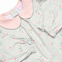 Pinstripe Picks Collared Pocket Bubble, Green