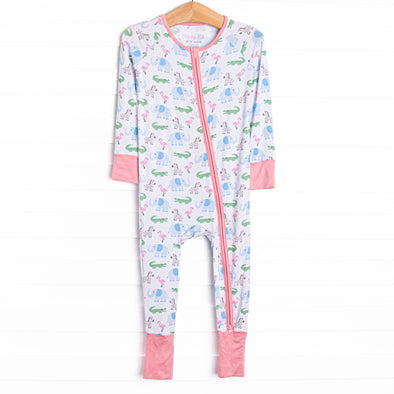 Zoo Park Pals Bamboo Zippy Pajama, Pink