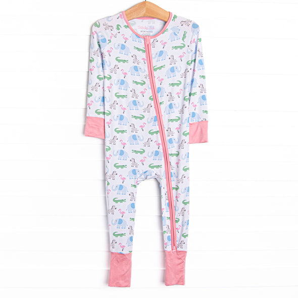 Zoo Park Pals Bamboo Zippy Pajama, Pink