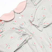 Pinstripe Picks Collared Pocket Dress, Green
