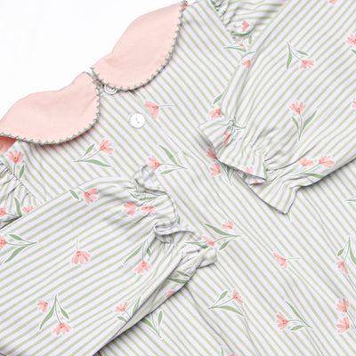 Pinstripe Picks Collared Pocket Bubble, Green