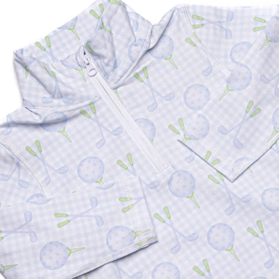 Golfing in Gingham Pullover, Blue