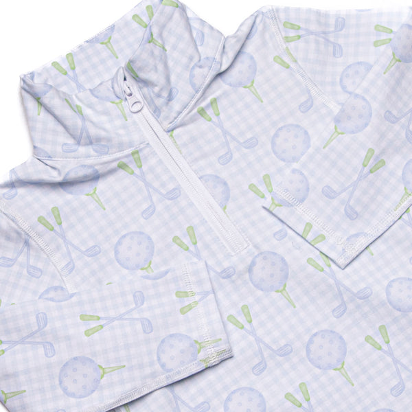 Golfing in Gingham Pullover, Blue