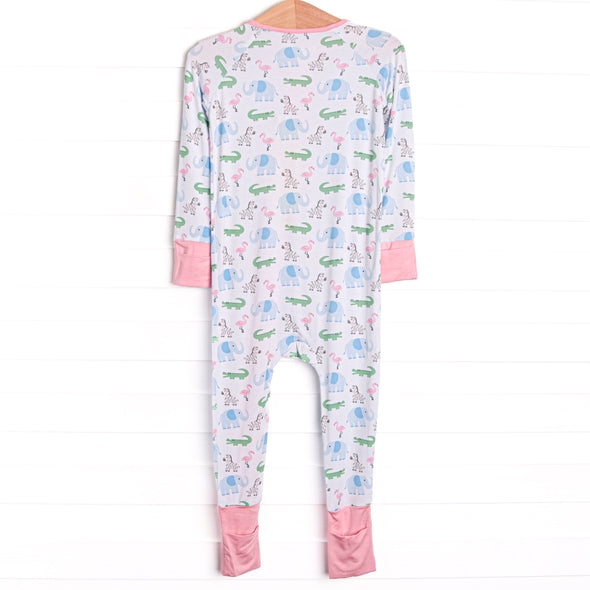 Zoo Park Pals Bamboo Zippy Pajama, Pink