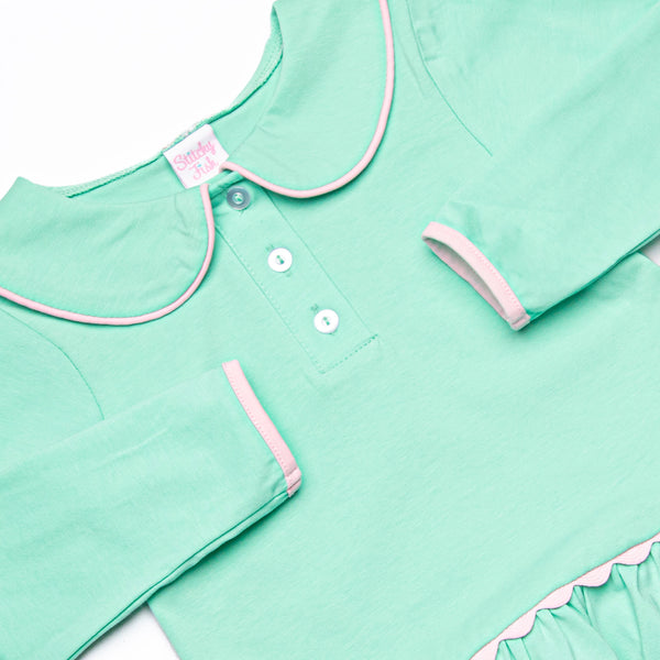 Taylor Tennis Long Sleeve Knit Dress, Pink and Green