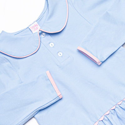 Taylor Tennis Long Sleeve Knit Dress, Blue and Pink