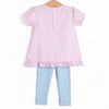 Carriage Cutie Applique Legging Set, Pink