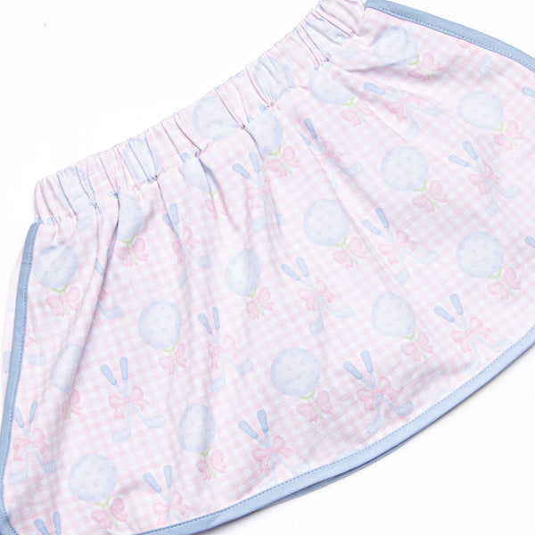 Golfing in Gingham Long Sleeve Skirt Set, Pink