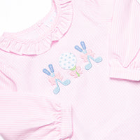 Golfing Gal Applique Ruffle Neck Bubble, Pink