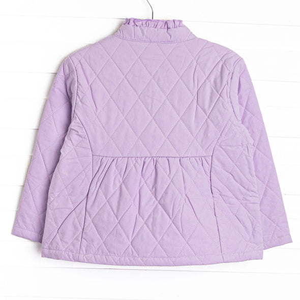 Quilted Ruffle Coat, Purple