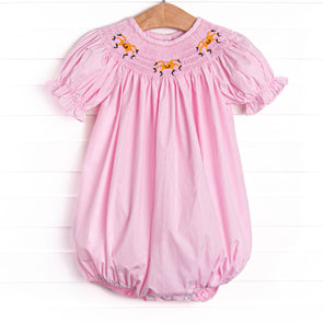 Spooky Spider Smocked Bubble, Pink Gingham