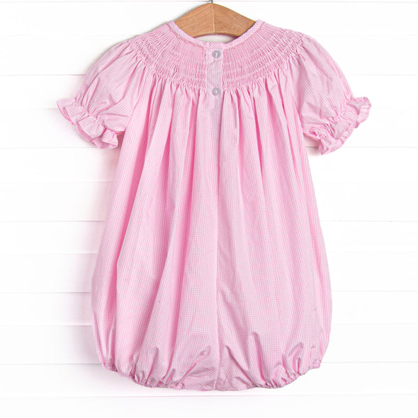 Spooky Spider Smocked Bubble, Pink Gingham