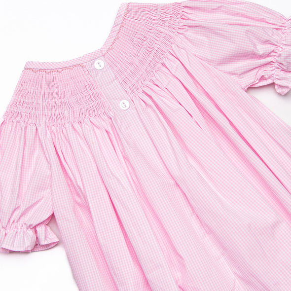 Spooky Spider Smocked Bubble, Pink Gingham