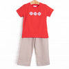 Seventh Inning Stretch Applique Pant Set, Tan