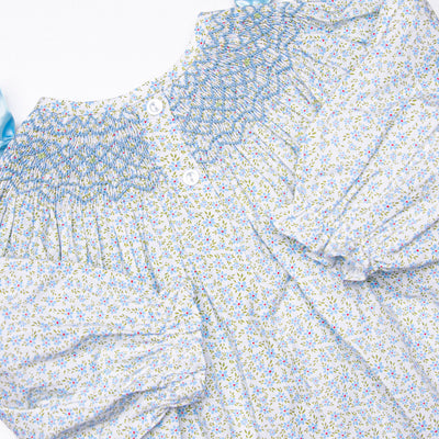 Bow Me Away Smocked Bubble, Blue