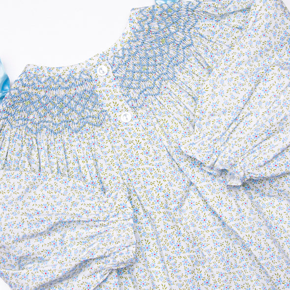 Bow Me Away Smocked Bubble, Blue