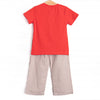 Seventh Inning Stretch Applique Pant Set, Tan