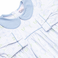 Golfing in Gingham Long Sleeve Bubble, Blue