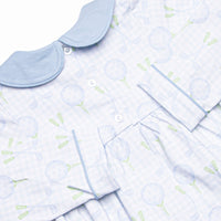 Golfing in Gingham Long Sleeve Bubble, Blue