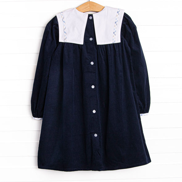Poised Plaid Bows Applique Dress, Blue