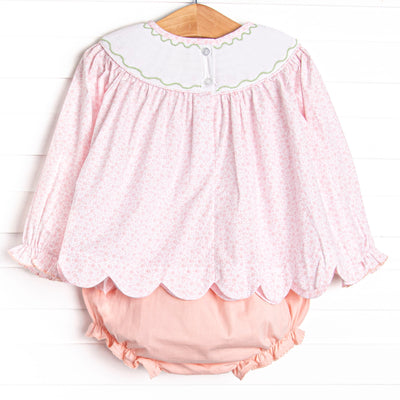 Primrose Pumpkins Smocked Diaper Set, Pink