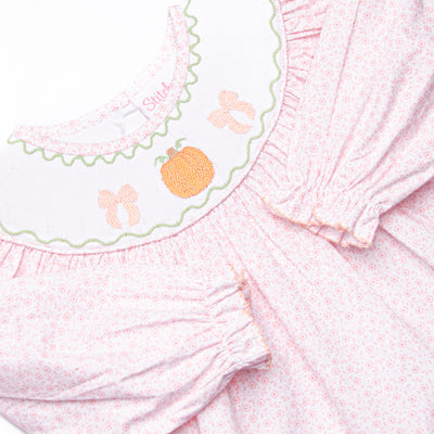Primrose Pumpkins Smocked Diaper Set, Pink
