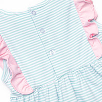 Lillie Flutter Pima Dress, Mint Stripe