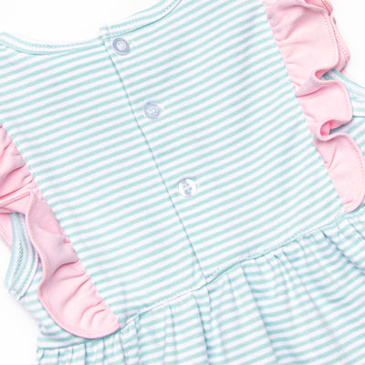 Lillie Flutter Pima Dress, Mint Stripe