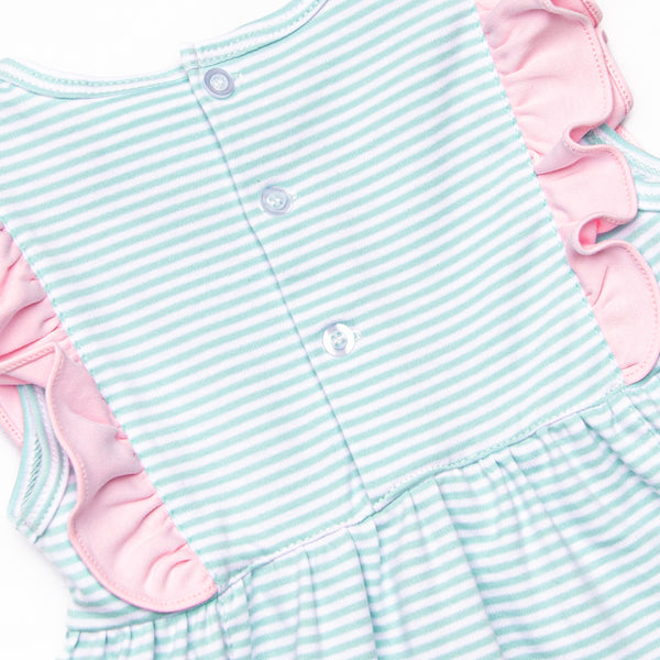 Lillie Flutter Pima Dress, Mint Stripe