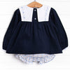 Poised Plaid Bows Applique Diaper Set, Blue