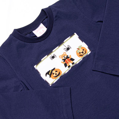 Teddy Trickster Smocked Long Sleeve Short Set, Blue