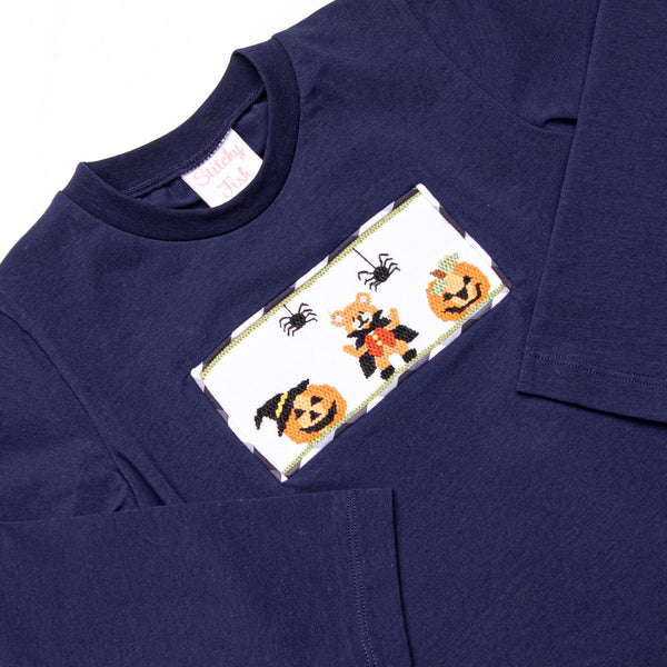 Teddy Trickster Smocked Long Sleeve Short Set, Blue