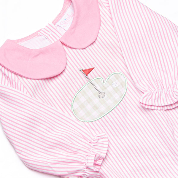 Gingham on the Green Applique Bubble, Pink