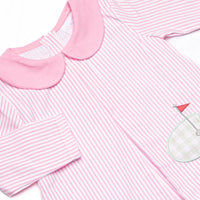 Gingham on the Green Applique Legging Set, Pink