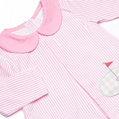 Gingham on the Green Applique Legging Set, Pink