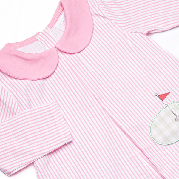 Gingham on the Green Applique Legging Set, Pink