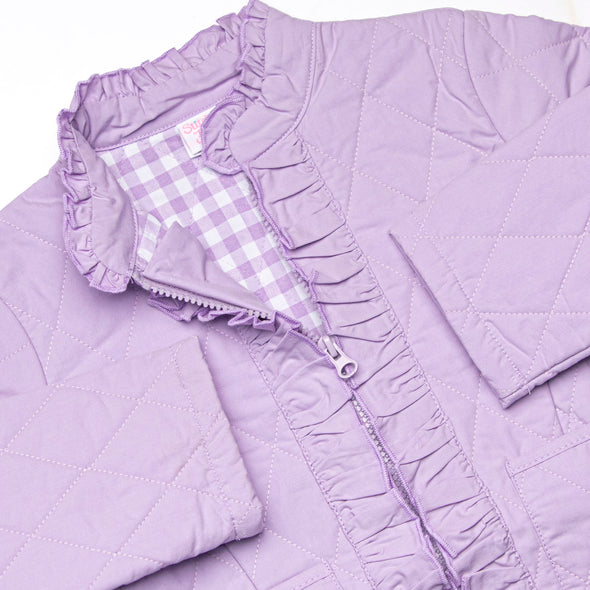 Quilted Ruffle Coat, Purple