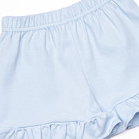 Seafoam Sails Pima Embroidered Ruffle Short Set, Blue