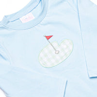 Gingham on the Green Applique Pant Set, Blue
