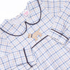 Poised Plaid Pup Embroidered Bubble, Blue