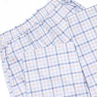 Poised Plaid Pup Embroidered Pant Set, Blue
