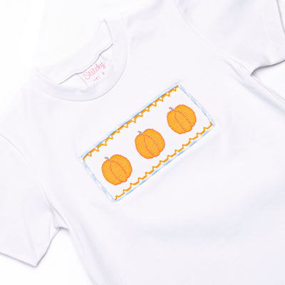 Happy Harvest Smocked Short Set, Blue Check