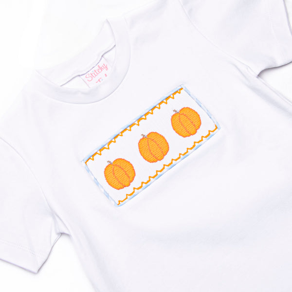 Happy Harvest Smocked Short Set, Blue Check