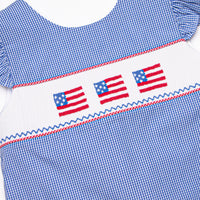 Freedom Flags Smocked Short Set, Blue