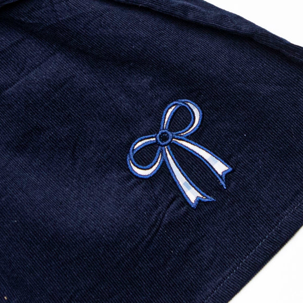 Poised Plaid Bows Applique Diaper Set, Blue