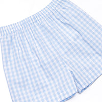 Happy Harvest Smocked Short Set, Blue Check