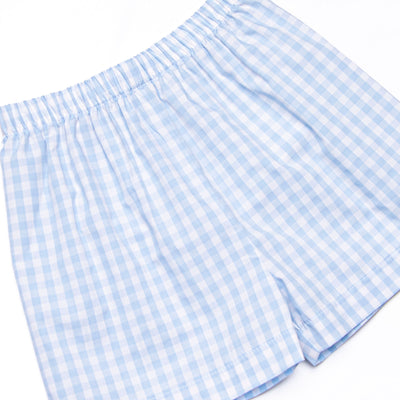 Happy Harvest Smocked Short Set, Blue Check
